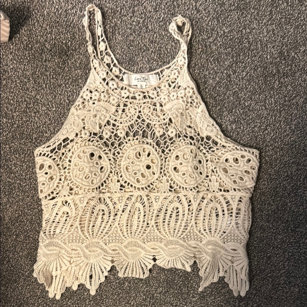 Elegant Cream Crochet Lace Top